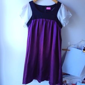 Eggplant purple dress with pleated sleeves